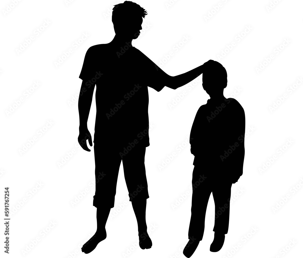 Father and son together silhouettes