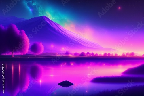 Beautiful purple starry night illustration  Belgrade Serbia  4k light dust art concept generative ai