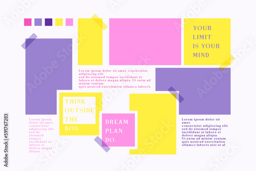 Vector photo collage template moodboard pictures grids vector illustration