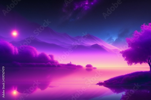 Beautiful purple starry night illustration, Belgrade Serbia, 4k light dust art concept generative ai