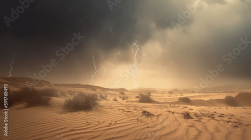 dramatic sand storm in desert Generative AI