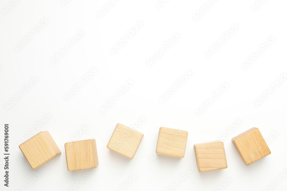 Blank wooden cubes for different concepts, space for text Blank wooden cubes for different concepts, space for text