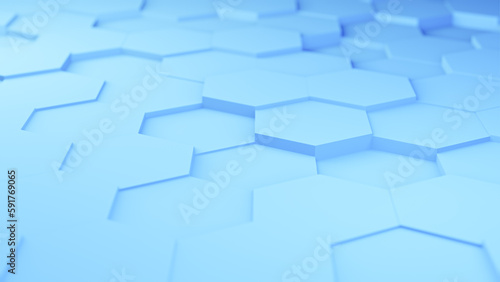Blue hexagons hexagonal background, abstract futuristic geometric backdrop or wallpaper with copy space for text