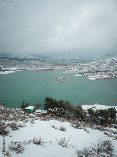 view of a beautiful Hanna lake from the mountain in Quetta, Pakistan photo