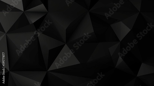 Black polygonal abstract background. Triangular 3d texture.Generative Ai