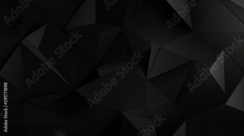 Black polygonal abstract background. Triangular 3d texture.Generative Ai