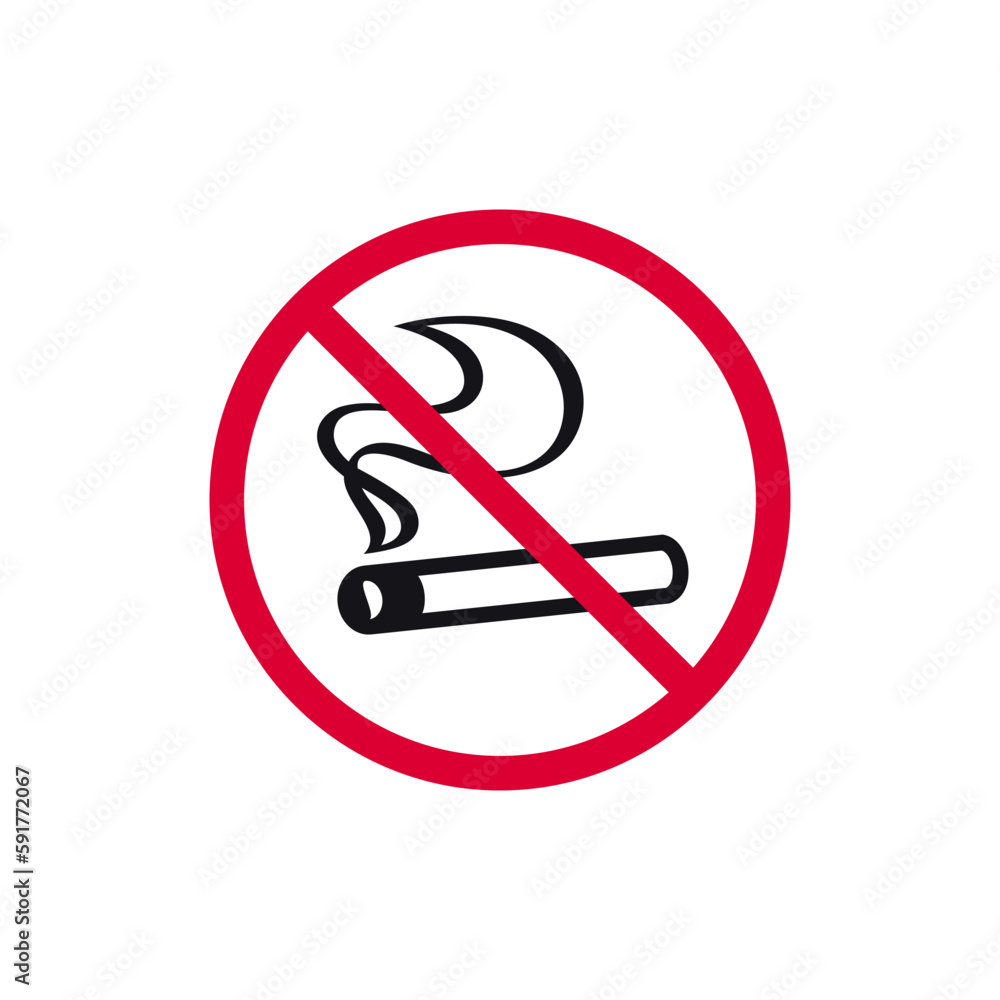 No smoking prohibited sign, forbidden modern round sticker, vector illustration No smoking prohibited sign, forbidden modern round sticker, vector illustration