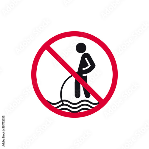 No peeing prohibited sign, forbidden modern round sticker, vector illustration.
