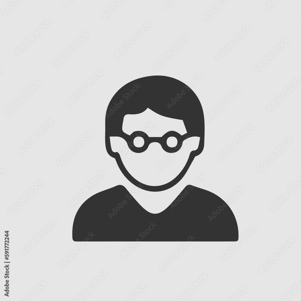 Man with glasses vector icon eps 10. Person simple isolated illustration.