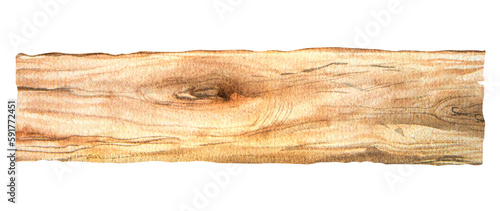 Watercolor illustration of wood texture, wooden planks isolated. Handmade.