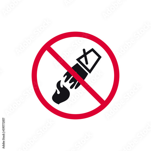 Картината върху платно Put out fire prohibited sign, forbidden modern round sticker, vector illustration