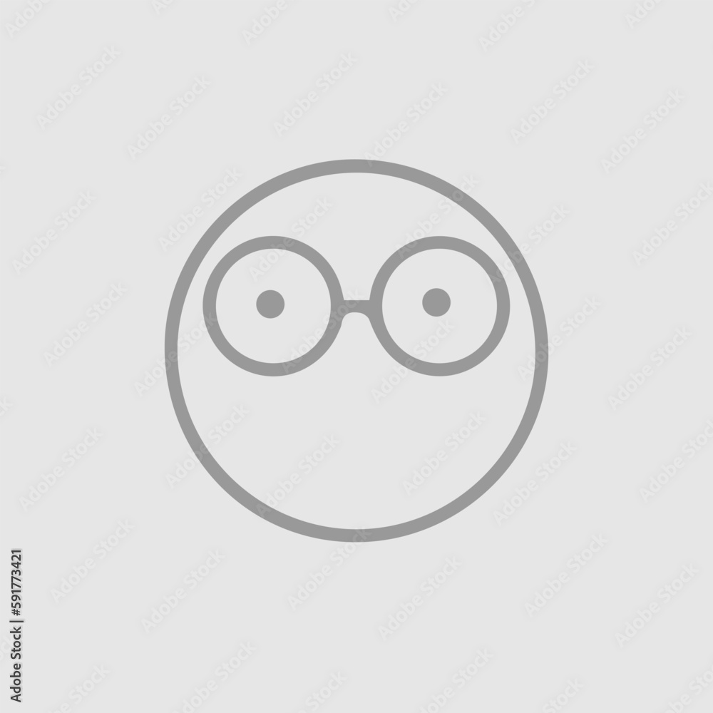 Smiley face with glasses vector icon eps 10. Simple isolated emoji pictogram. Smiley face with glasses vector icon eps 10. Simple isolated emoji pictogram.