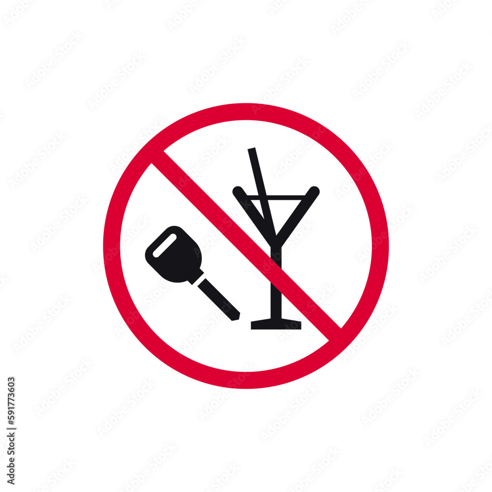 Don't drink and drive prohibited sign, forbidden modern round sticker, vector illustration. Don't drink and drive prohibited sign, forbidden modern round sticker, vector illustration.