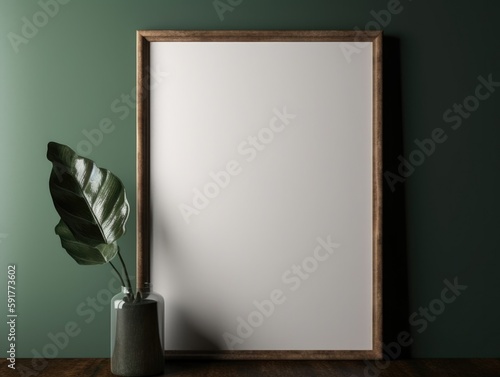 Stylish Frame Mock up. Modern Interior Design Background. Generative AI. photo