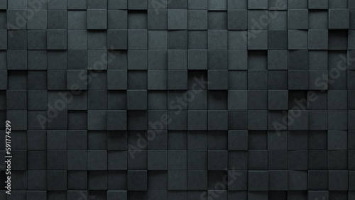 3D Tiles arranged to create a Concrete wall. Futuristic, Polished Background formed from Square blocks. 3D Render