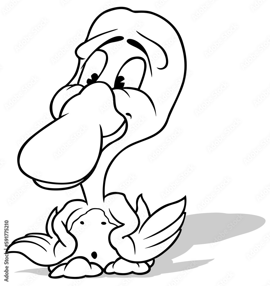 Obraz premium Drawing of a Cute Little Duck