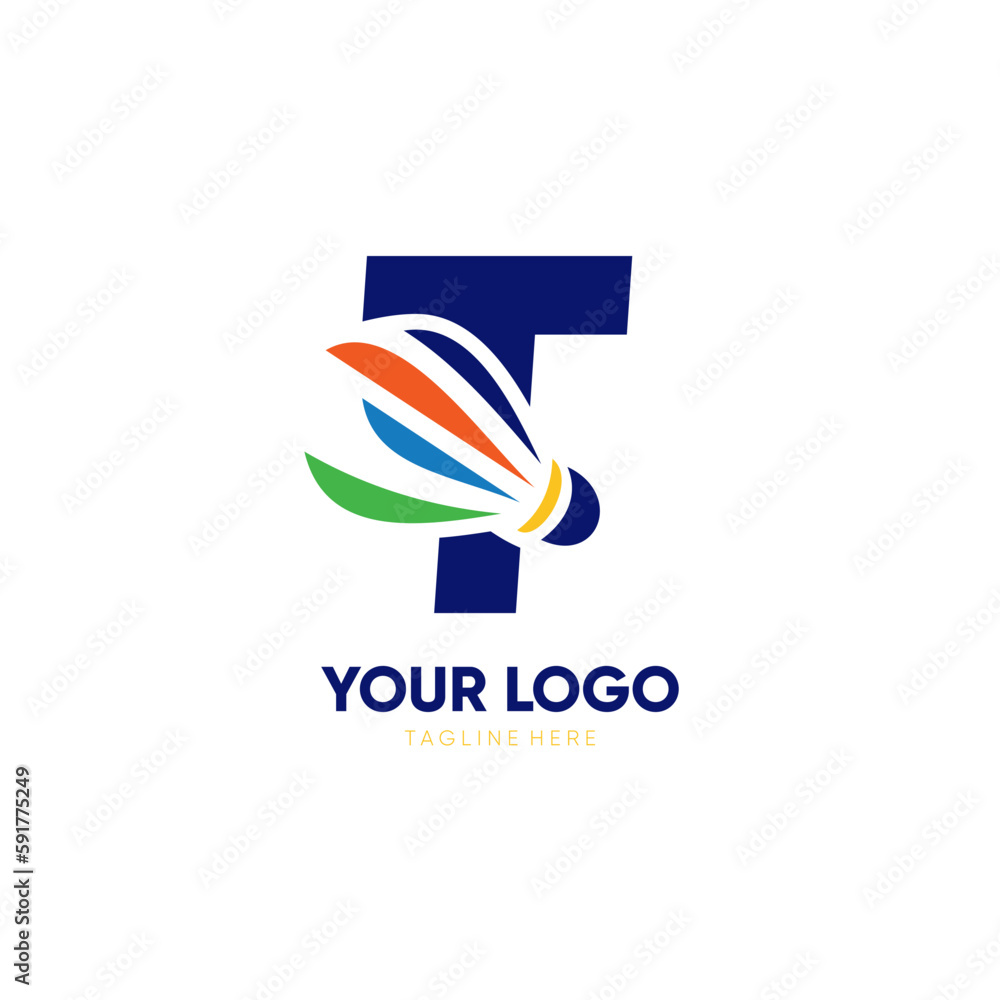 Letter T Initial Shuttlecock Logo Design Vector Icon Graphic Emblem Illustration Letter T Initial Shuttlecock Logo Design Vector Icon Graphic Emblem Illustration
