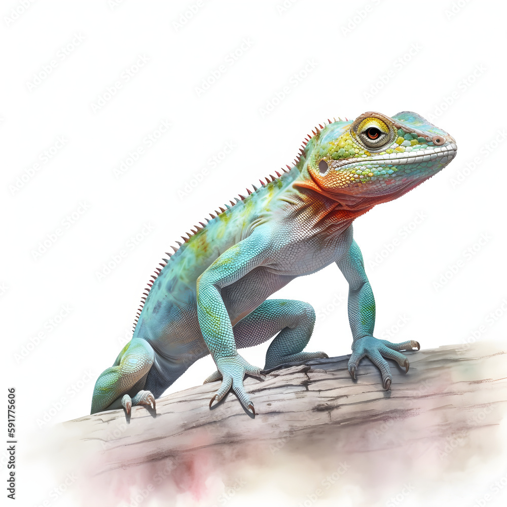 Obraz premium Watercolor Lizard Animal Illustration Isolated on White Background.