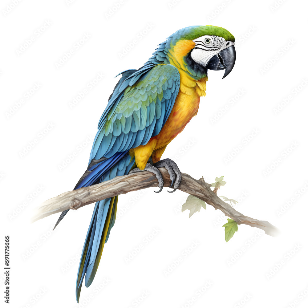 Watercolor Parrot Animal Illustration Isolated on White Background.