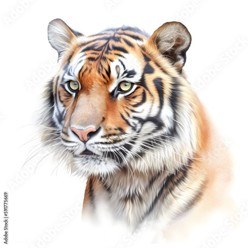 Watercolor Tiger Animal Illustration Isolated on White Background.