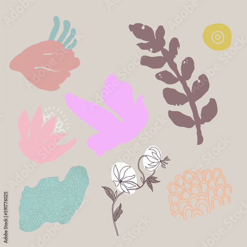 Vector Set With Plant Natural Elements