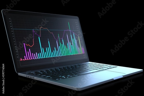 laptop with charts