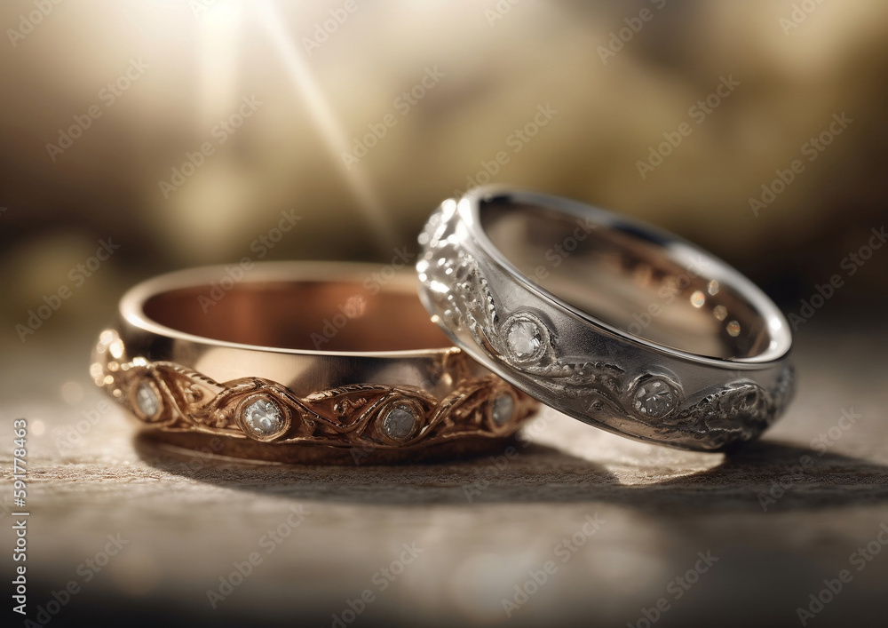 pair of wedding rings , generative ai pair of wedding rings , generative ai