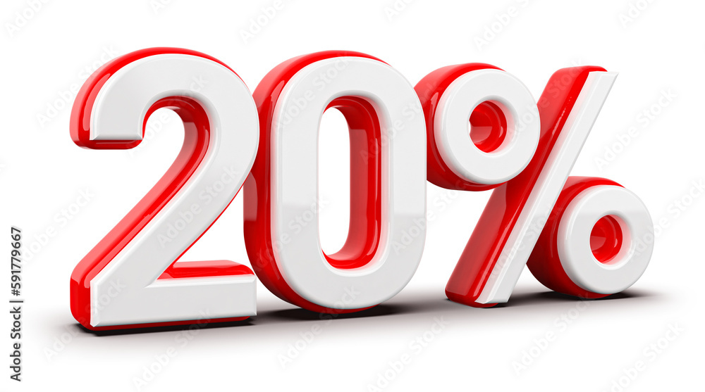 3d Number 20 Percent Red 3d Number 20 Percent Red