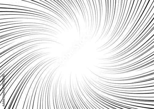 旋回する曲線の集中線 モノクロ