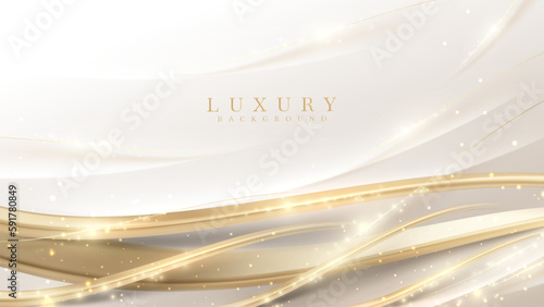 Abstract luxury white background with gold light effects.