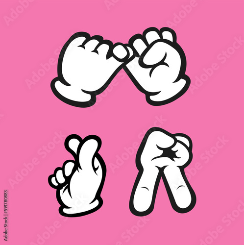Hand Gesture Love, Peace and Friendship Symbol cartoon illustration vector