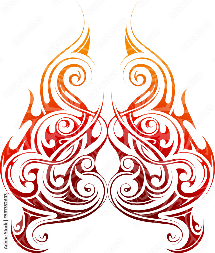 Tribal art fire swirls