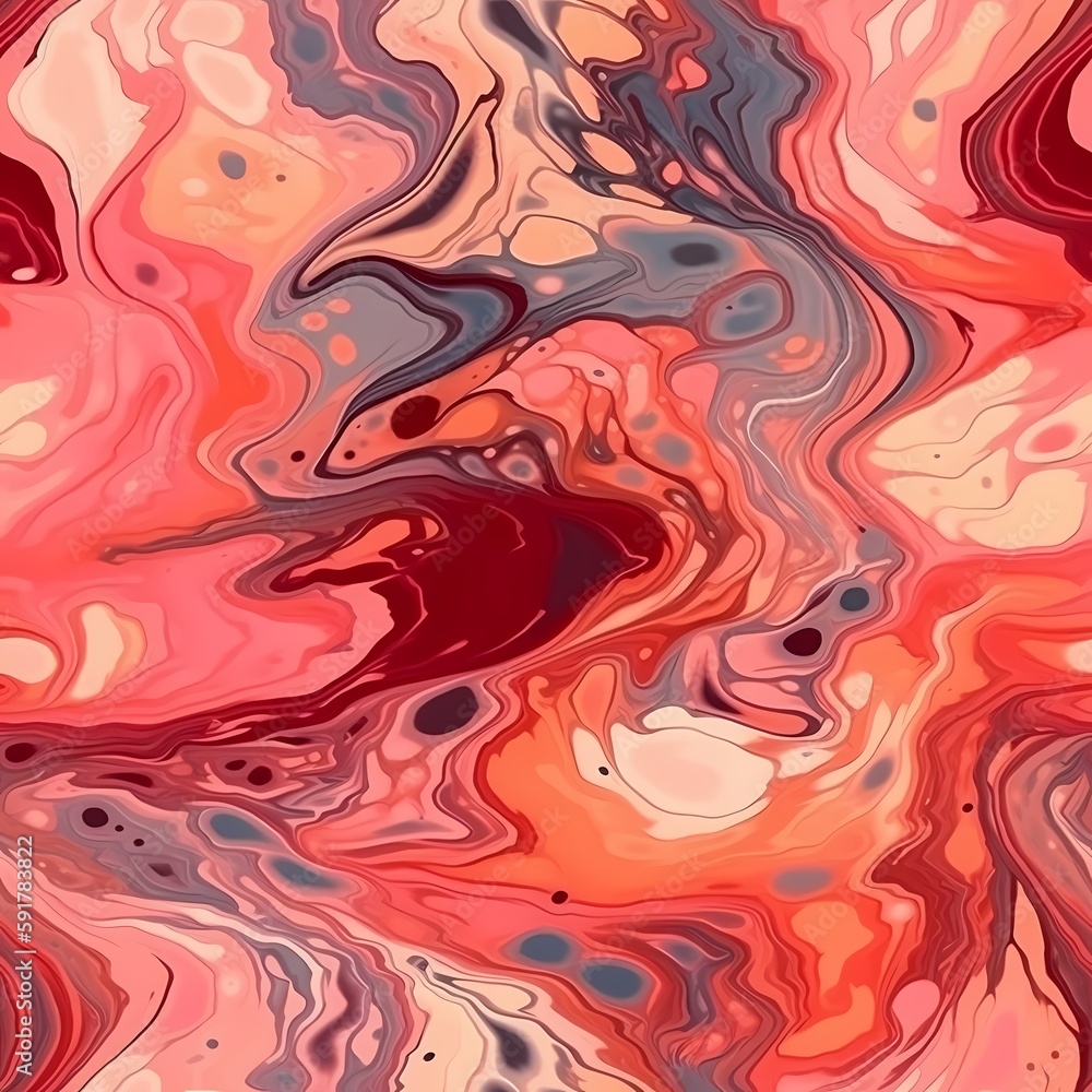 Abstract Hand Drawing Painting. Digital Painting Marble Textured Liquid. Fluid Wavy. Seamless Fluid Pattern. Tie Dye Batik Background. Generative Ai.