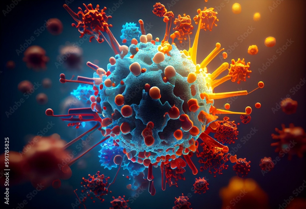 Antibody immunology and Immunoglobulin concept as antibodies attacking