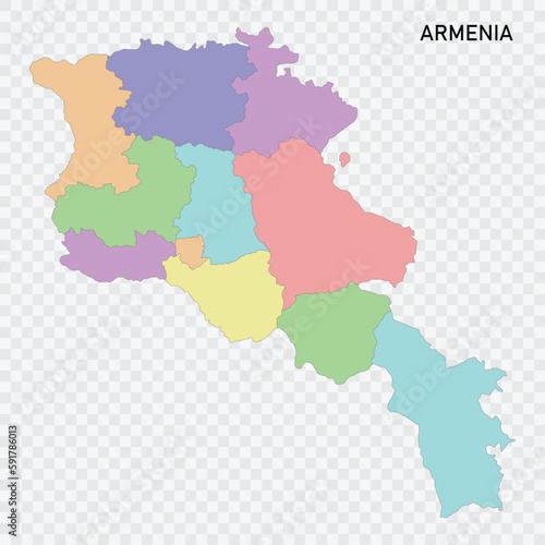 Isolated colored map of Armenia