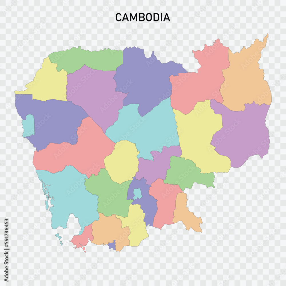 Isolated colored map of Cambodia Isolated colored map of Cambodia
