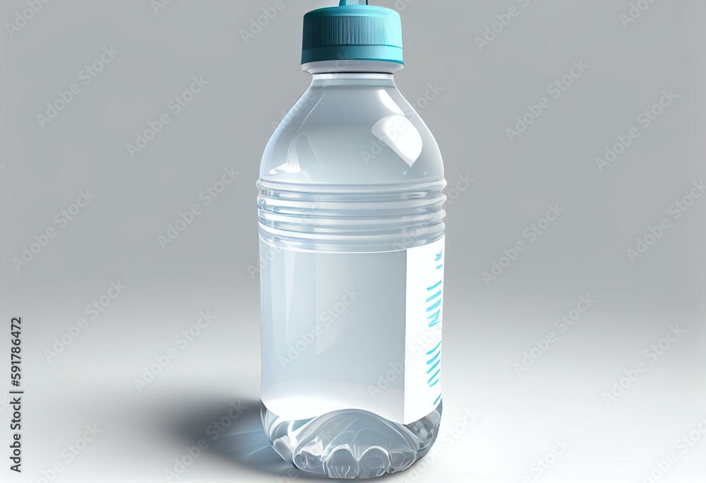 One small half liter plastic water bottle of drinking water quality illustration on white background, water delivery service of fresh purified water isolated illustration, plastic. Generative AI One small half liter plastic water bottle of drinking water quality illustration on white background, water delivery service of fresh purified water isolated illustration, plastic. Generative AI