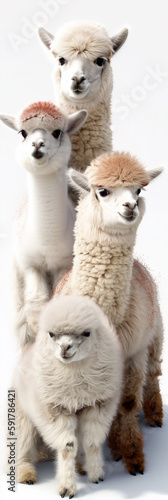Super Cute Adorkable Fluffy Vicuña Sitting On Each Other In Shape Of Assorted Stack Generative Ai Digital Illustration Part 300323 © Cool Patterns