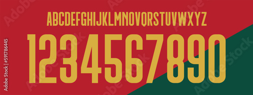 font vector Portugal home 2022 world cup, font football sports style letters and numbers for soccer team, font ronaldo and Portugal.