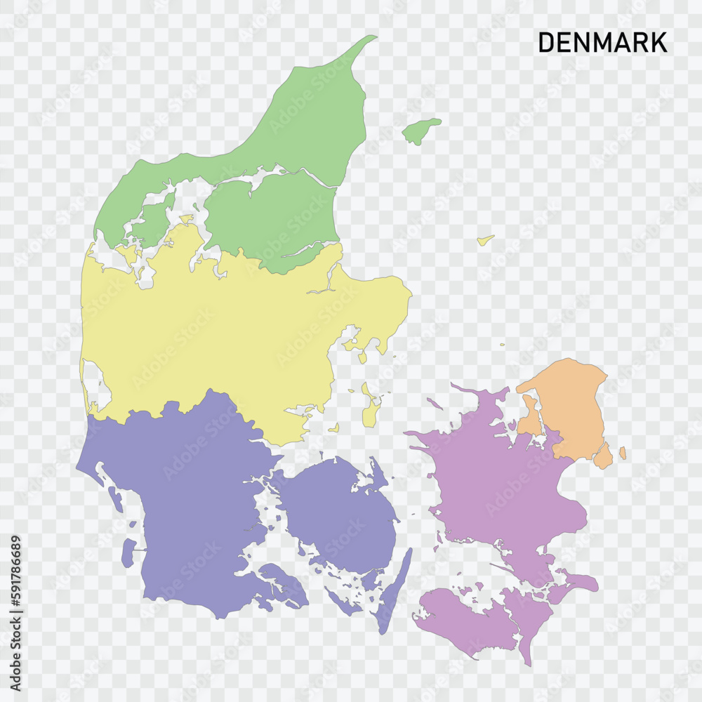 Obraz premium Isolated colored map of Denmark