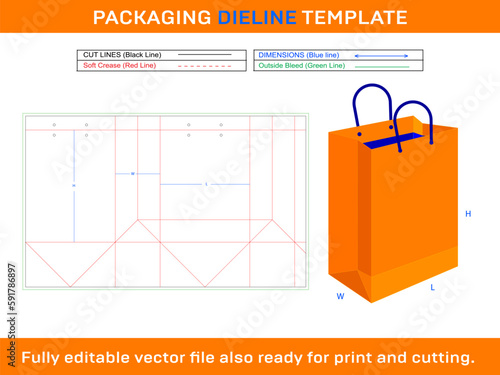 Shopping bag Dieline Template design