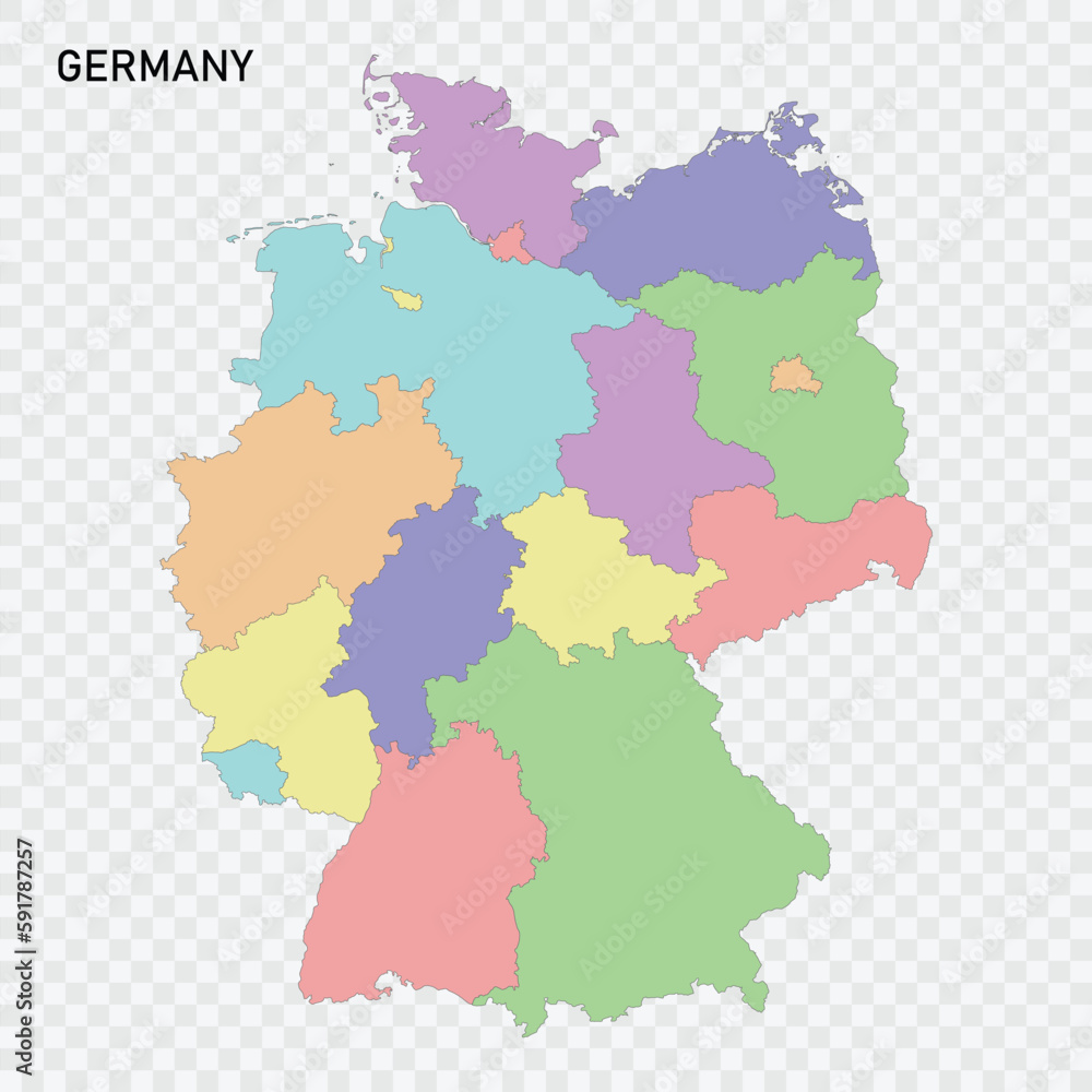 Isolated colored map of Germany