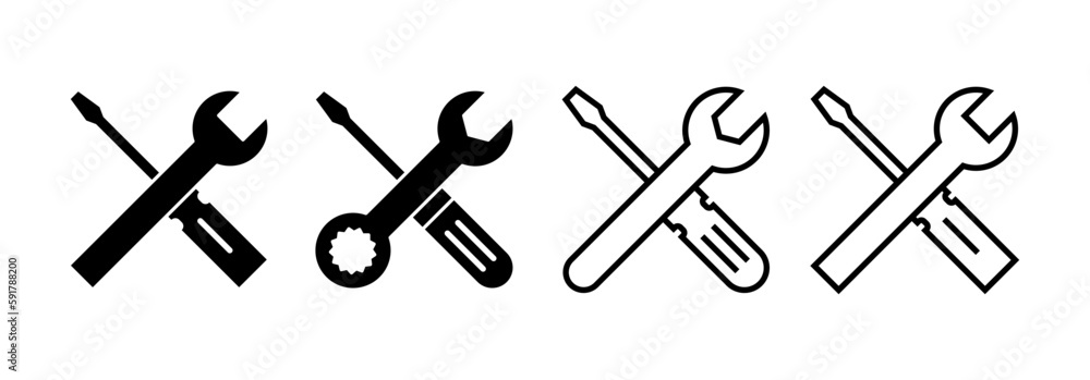 Repair tools icon vector for web and mobile app. tool sign and symbol. setting icon. Wrench and screwdriver. Service Repair tools icon vector for web and mobile app. tool sign and symbol. setting icon. Wrench and screwdriver. Service