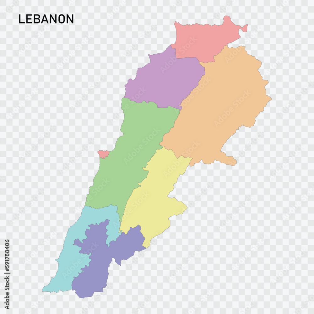 Isolated colored map of Lebanon
