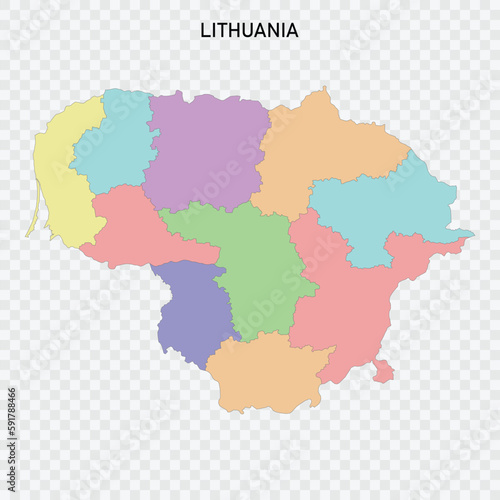 Isolated colored map of Lithuania