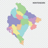 Isolated colored map of Montenegro