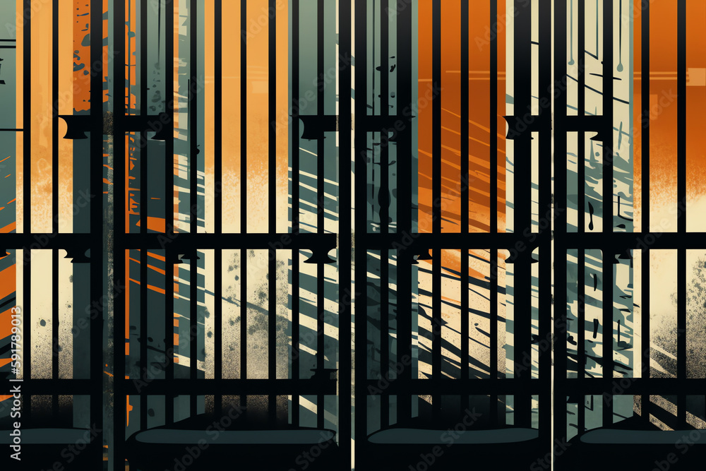 A set of prison bars, criminal justice reform. generative AI A set of prison bars, criminal justice reform. generative AI