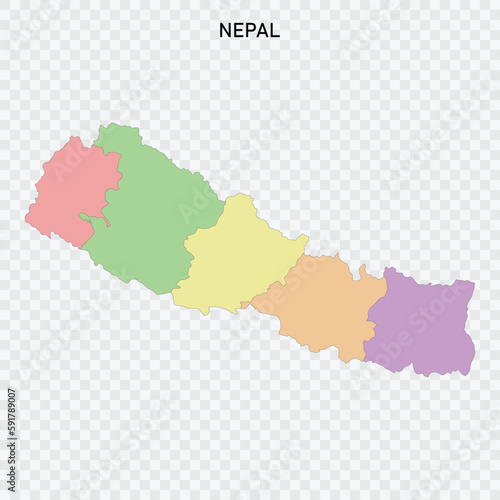 Isolated colored map of Nepal