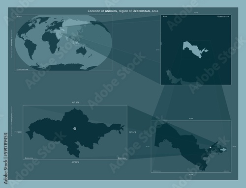 Andijon, Uzbekistan. Described location diagram photo