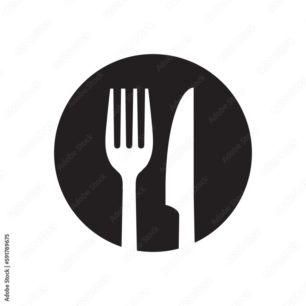 Plate, knife and fork icon. Cutlery symbol. Flat Vector illustration Plate, knife and fork icon. Cutlery symbol. Flat Vector illustration